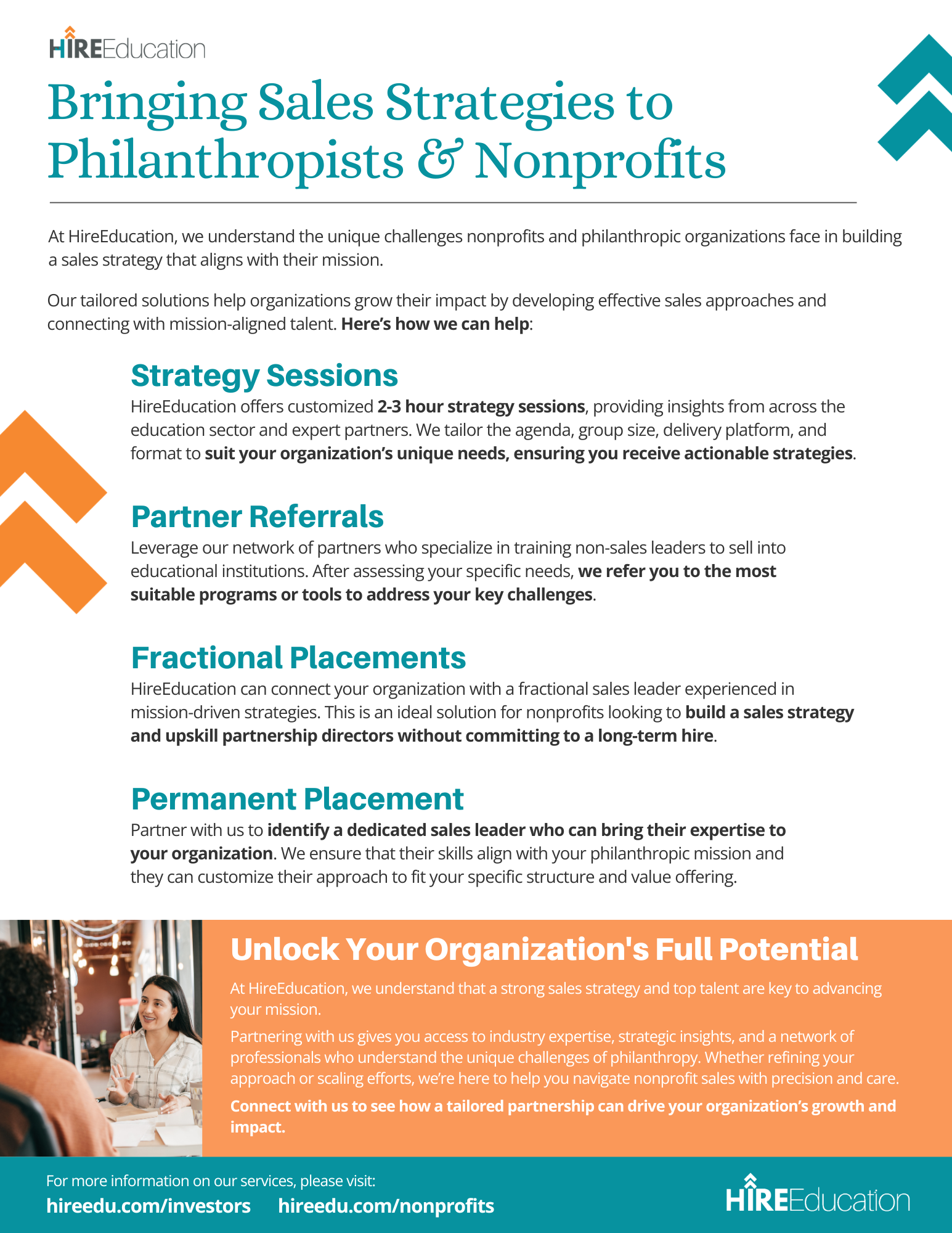 Bringing Sales Strategies to Philanthropists & Nonprofits - One-Pager